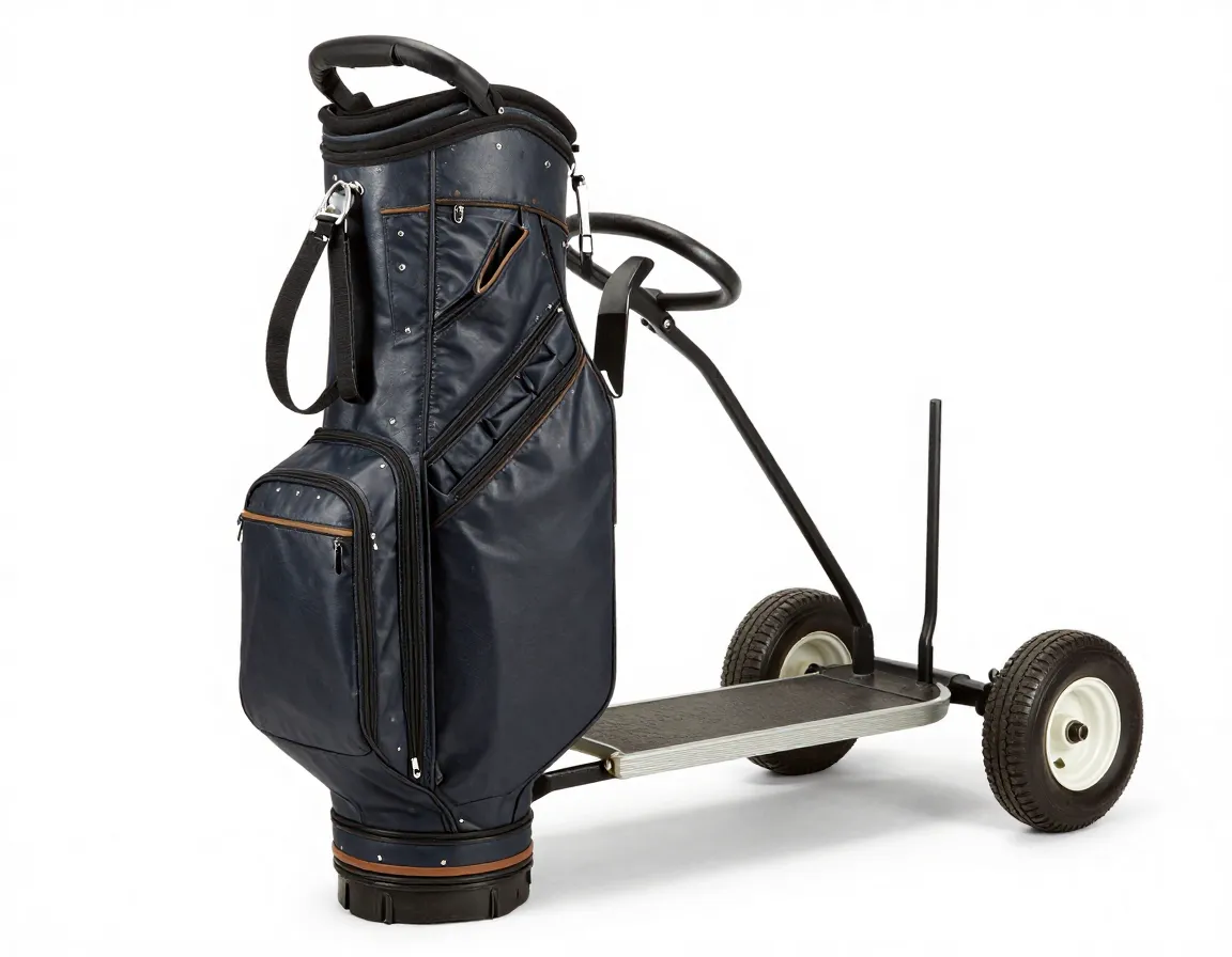 Vintage flat bottom golf cart bag with organized pockets