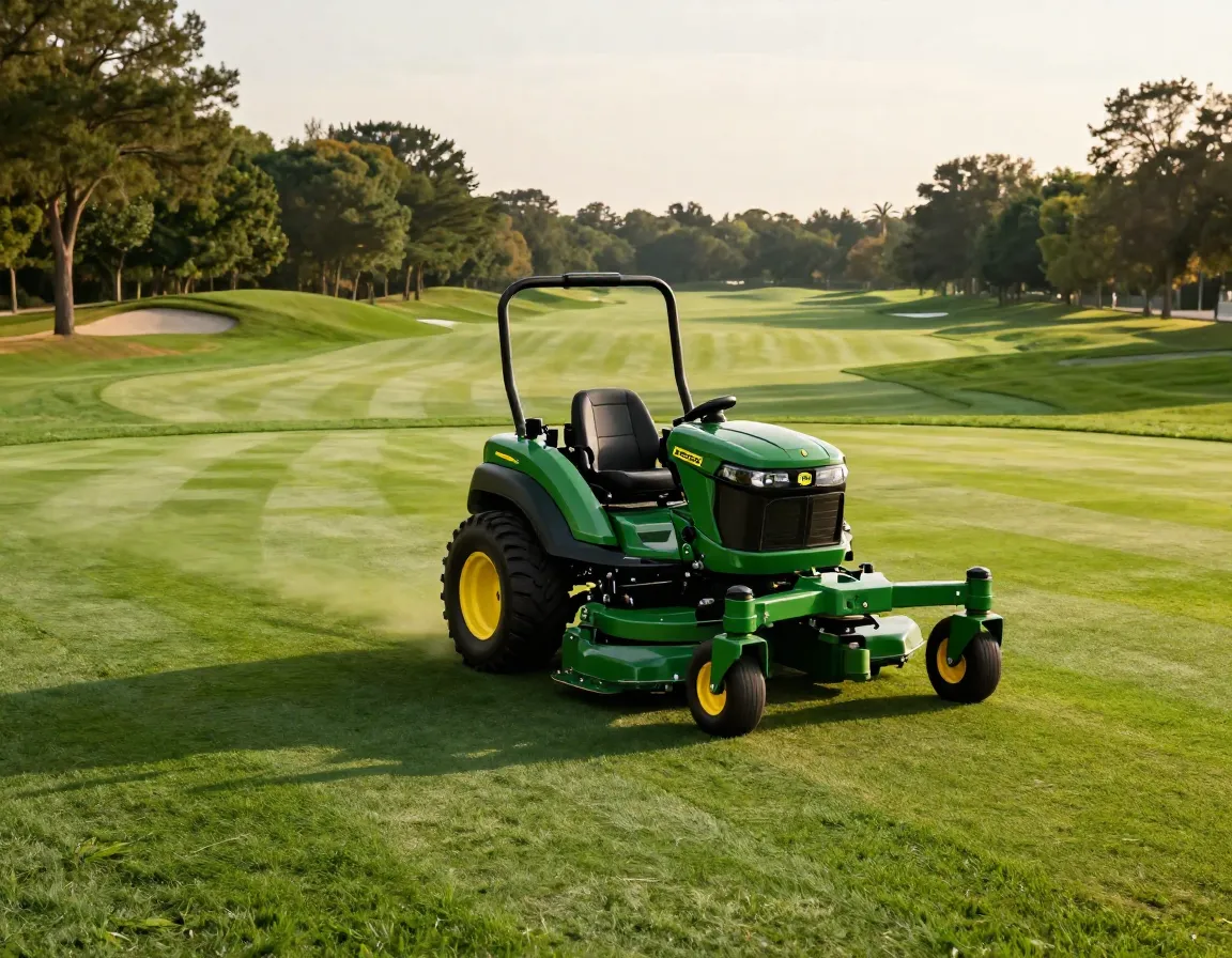 John deere green mower on pristine tpc deere run fairway