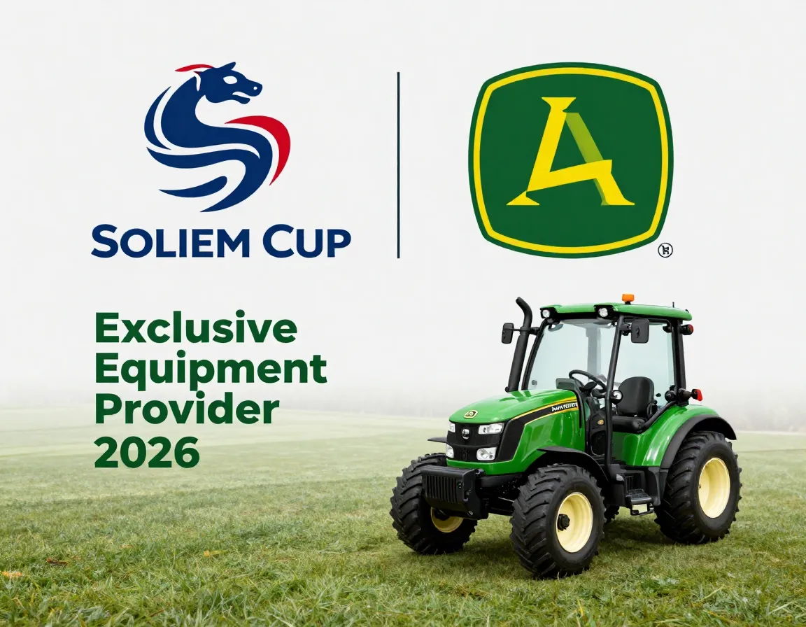Solheim cup logo with john deere equipment partnership announcement graphic