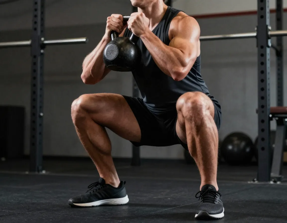 Goblet squat kettlebell lower body power golf