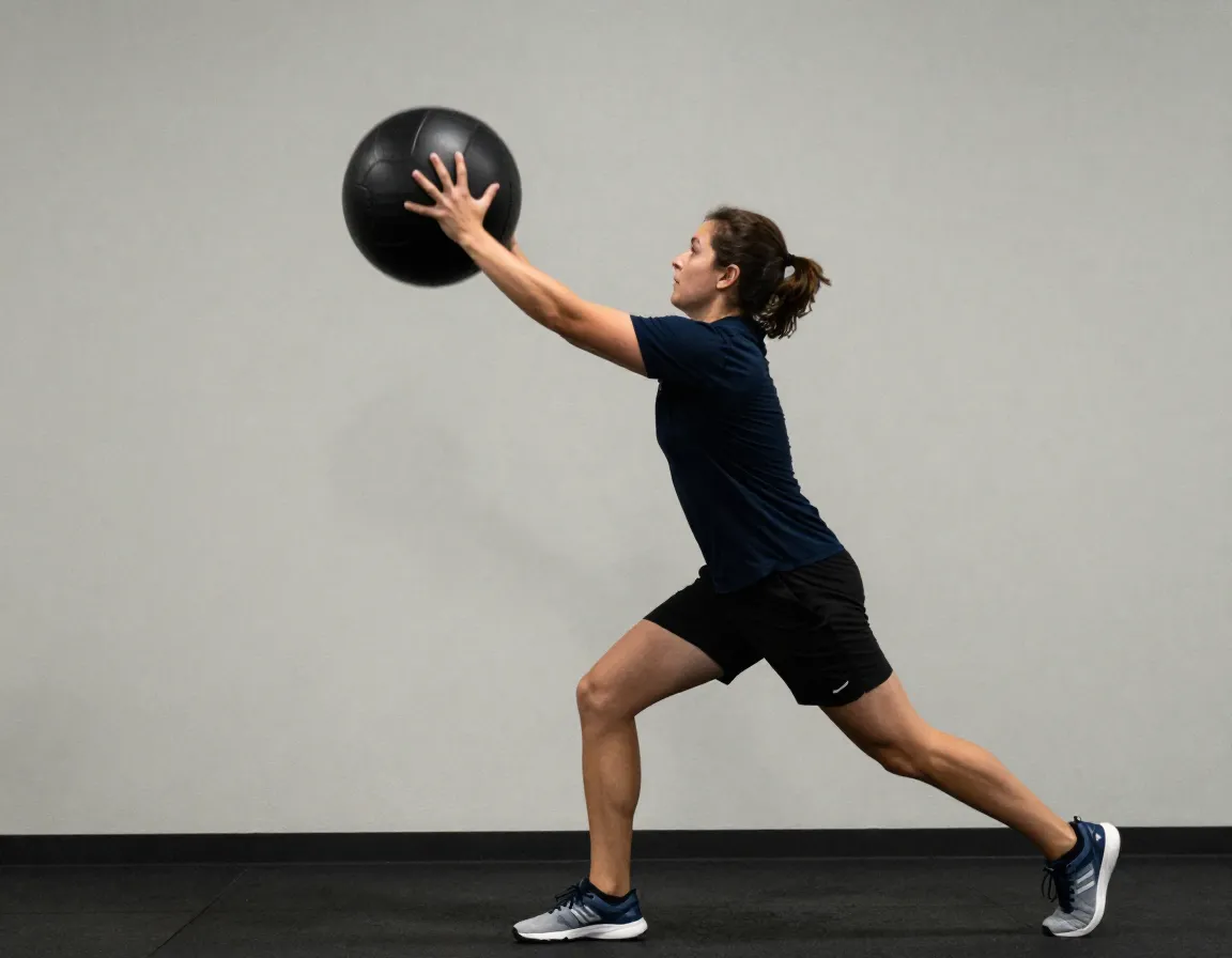 Medicine ball rotational throw split stance explosive