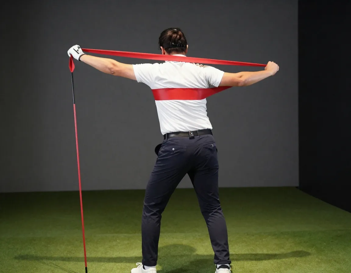 Resistance band rotation golf posture spine angle