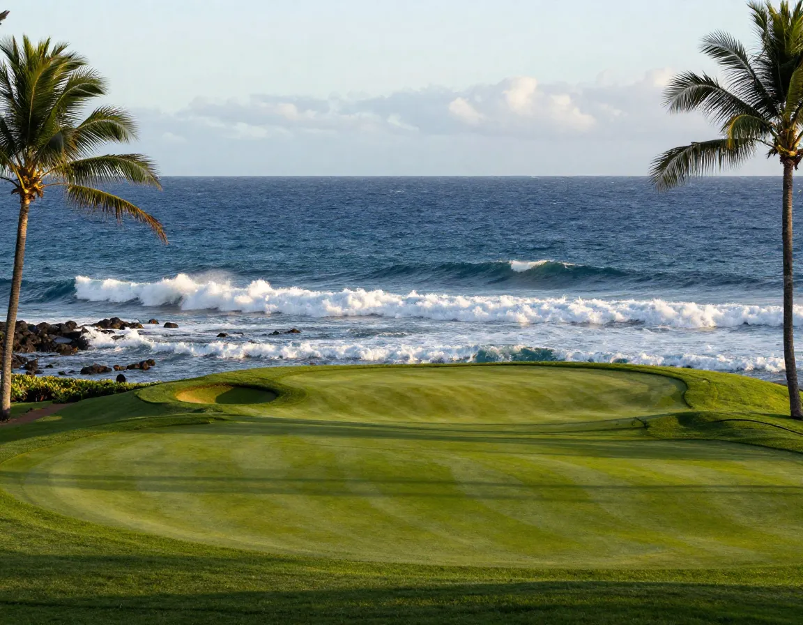 Kapalua bay course ocean crossing par three hole over pacific