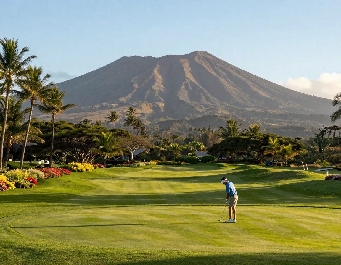 Wailea emerald course scenic beauty with haleakala crater view