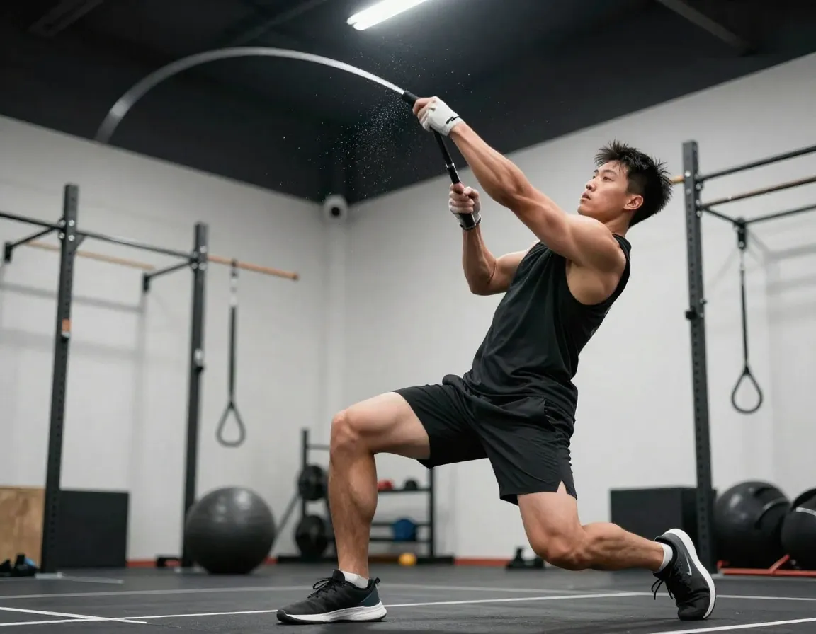 Explosive low to high cable rotational chop follow through