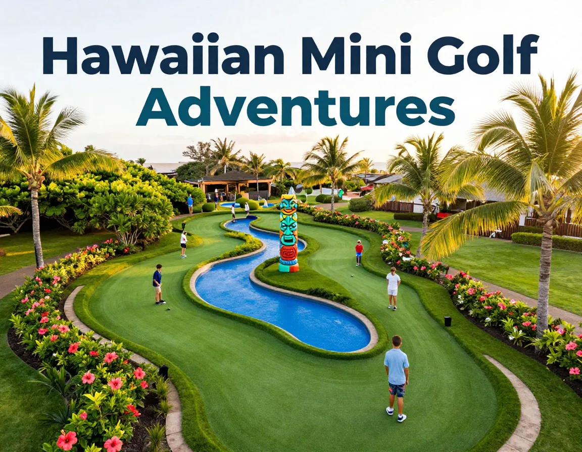 Hawaiian mini golf course family fun tropical adventure scene