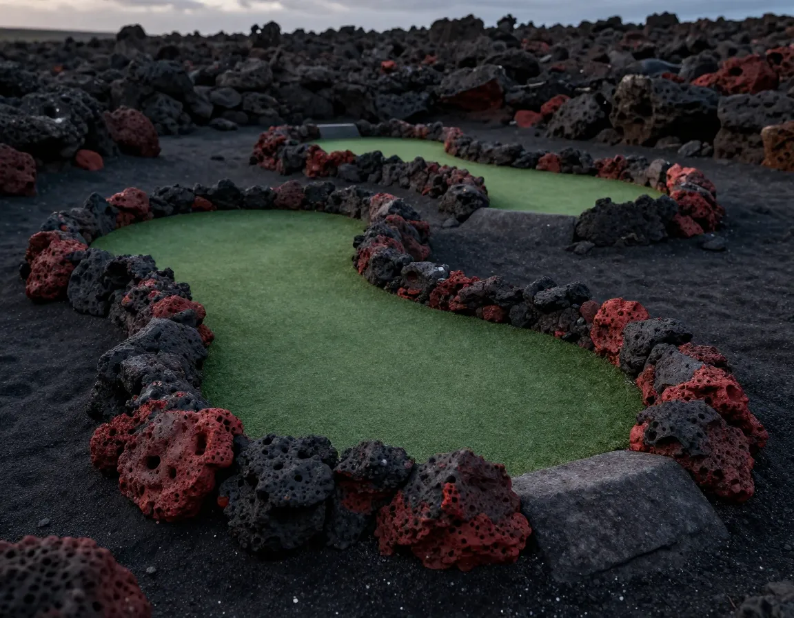 Big island volcano mini golf lava rock obstacles crater hole design