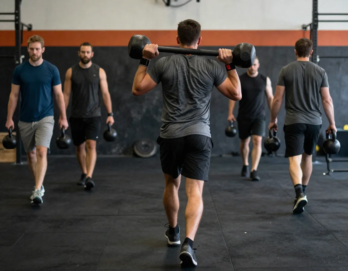 Farmers carries functional core strength kettlebells walk
