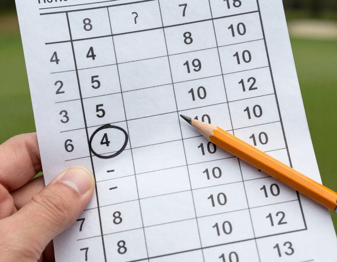 Scorecard showing one excellent score amidst many high numbers