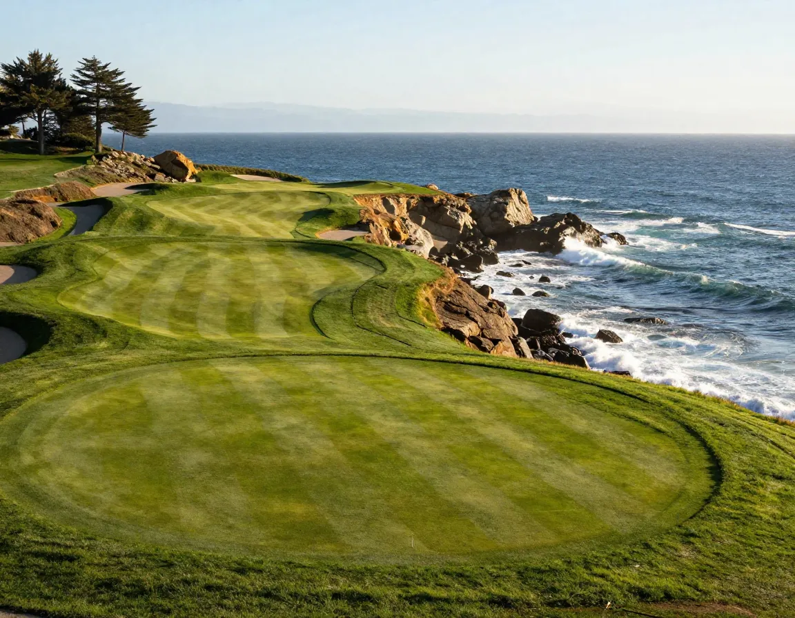 Pebble beach golf links 18th hole coastal fairway and green
