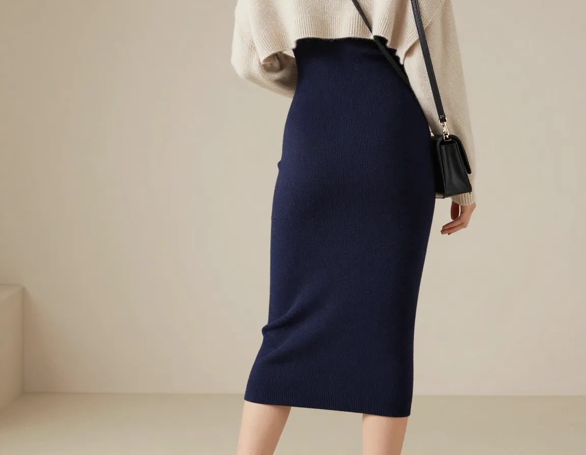 Knit midi bodycon dress light cardigan block heels crossbody bag