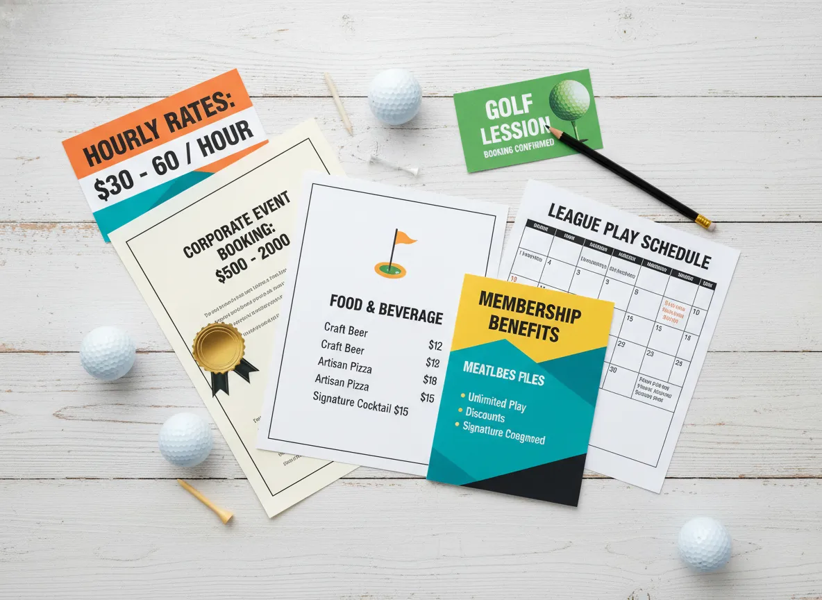 Develop multiple revenue streams for indoor golf simulator business model