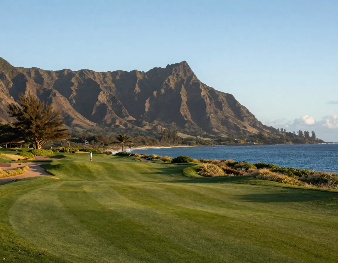 Hawaii kai golf course fairway framed by koko head ridge and ocean