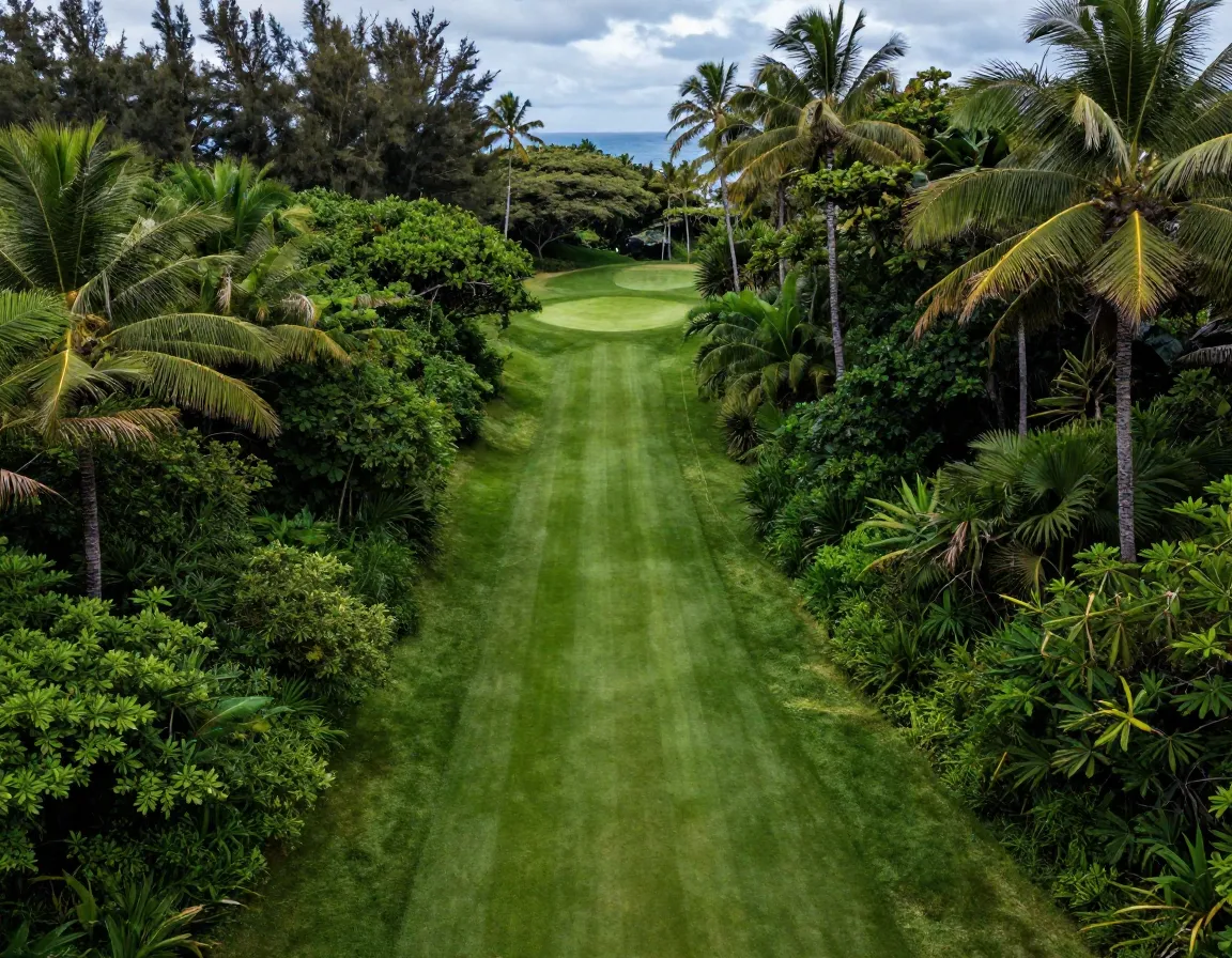 Royal hawaiian golf club narrow target fairway through lush jungle