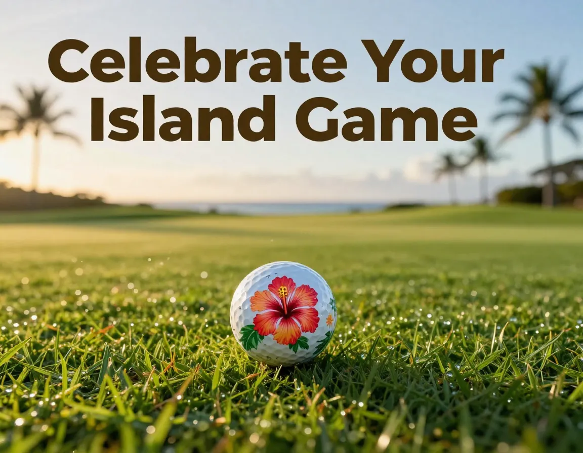 Hibiscus golf ball hawaiian tee box ocean horizon morning sunrise