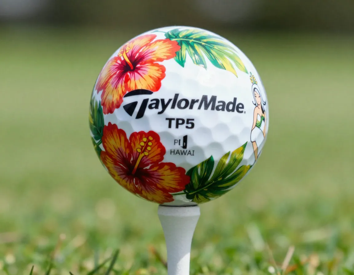 Taylormade tp5 pix hawaii golf ball hibiscus hula design on tee