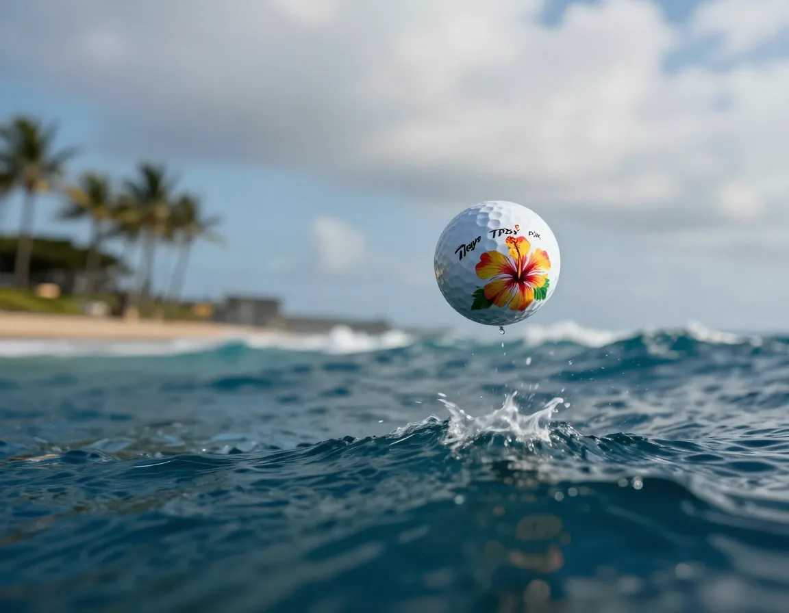 Tp5x pix hawaii golf ball mid flight over pacific ocean