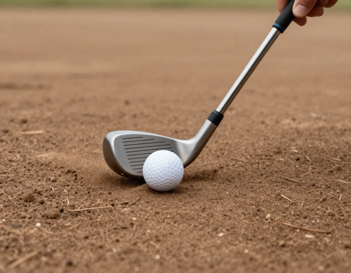 Iron making ball first contact on hardpan dirt lie