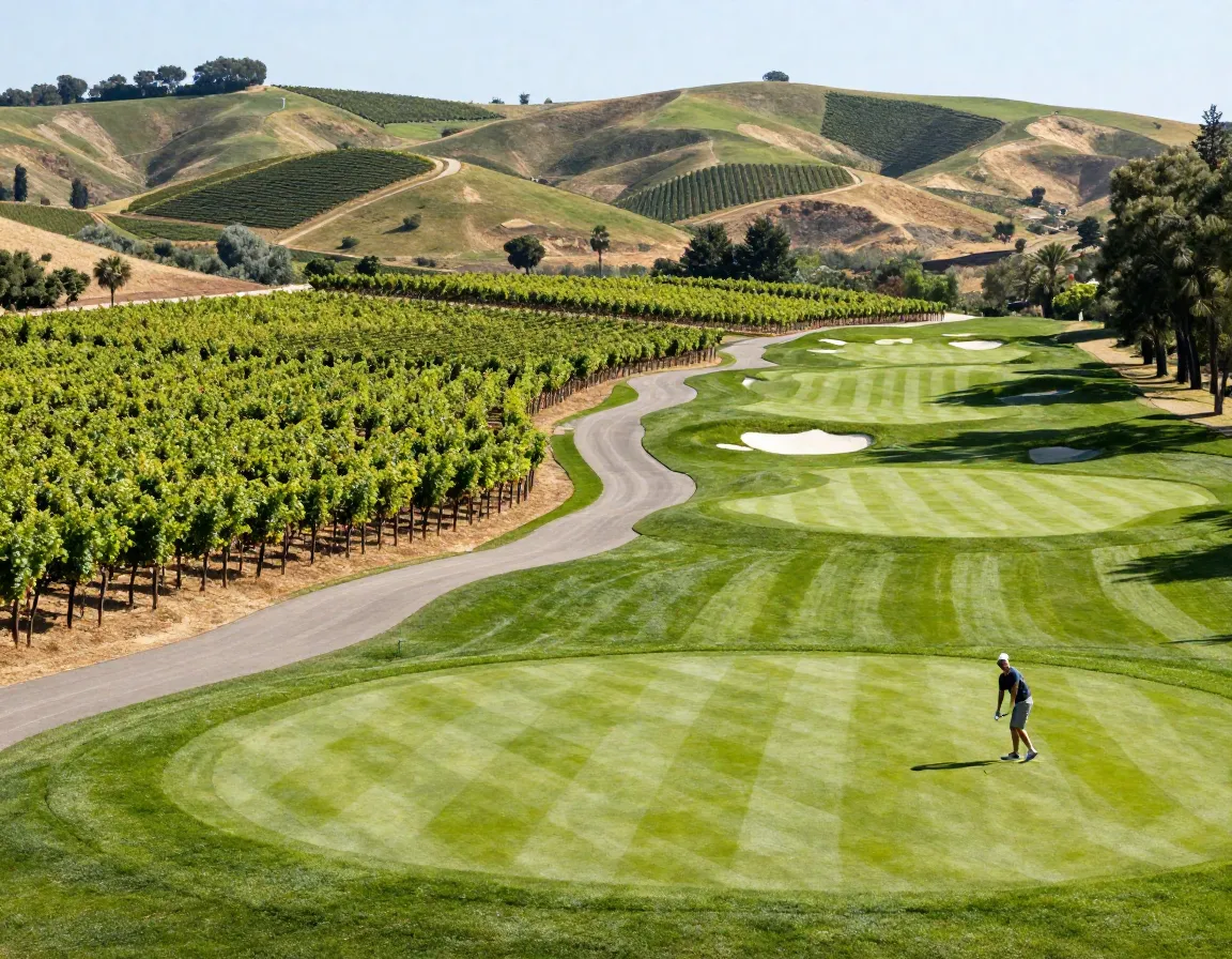 Prestigious golf course set among rolling vineyard hills fairways