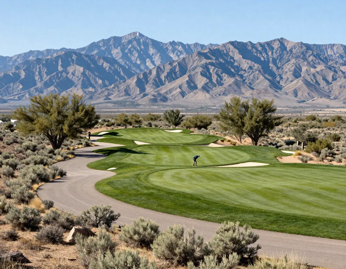 High desert golf hole sagebrush juniper cascade mountain views