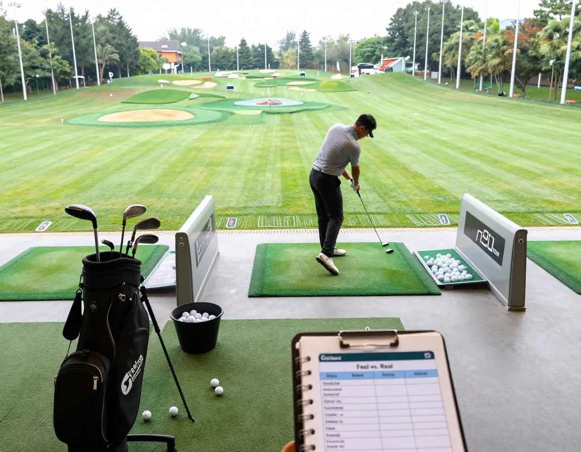 Structured golf practice session with different clubs