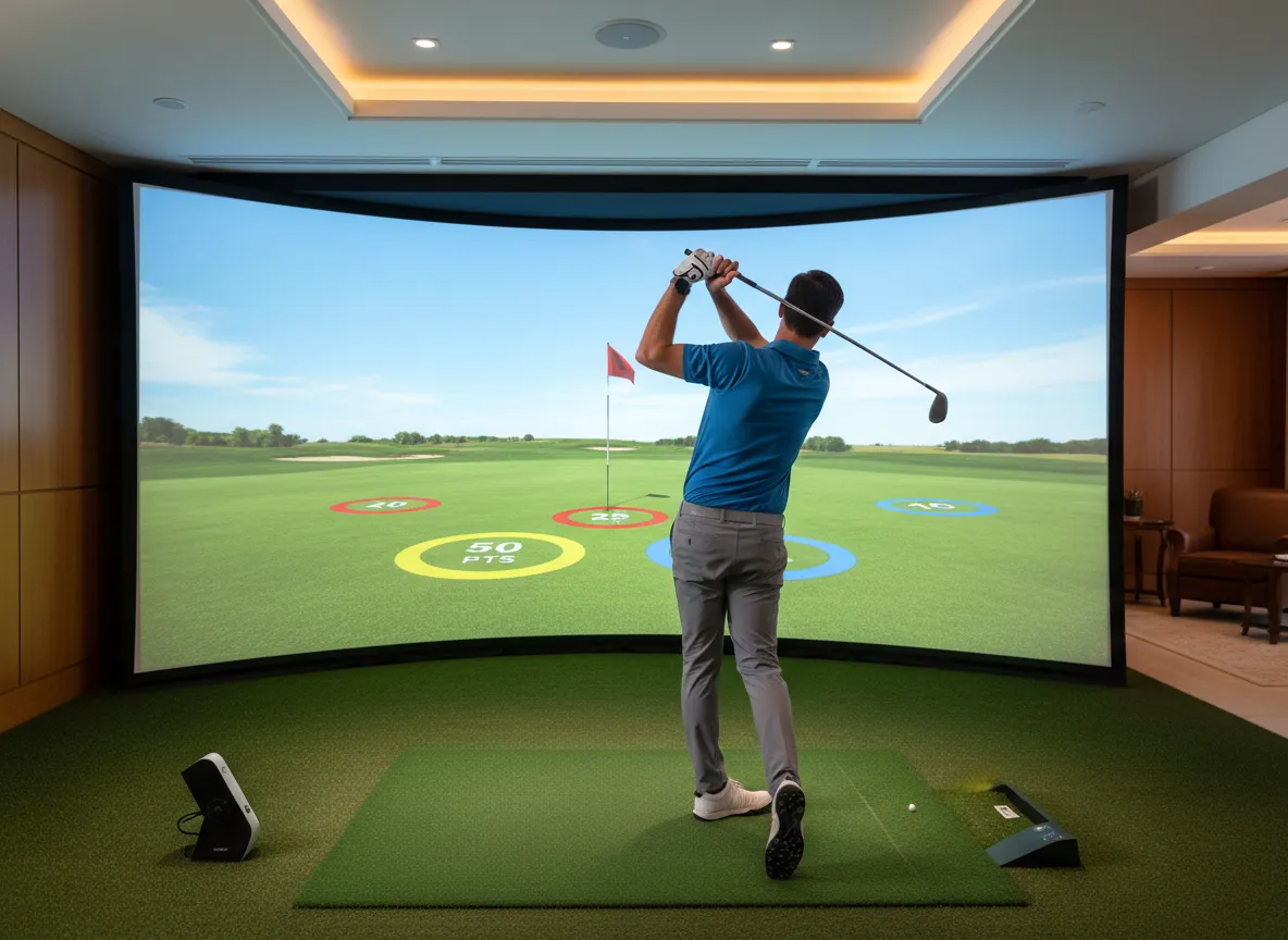 Closest to the pin challenge on indoor simulator