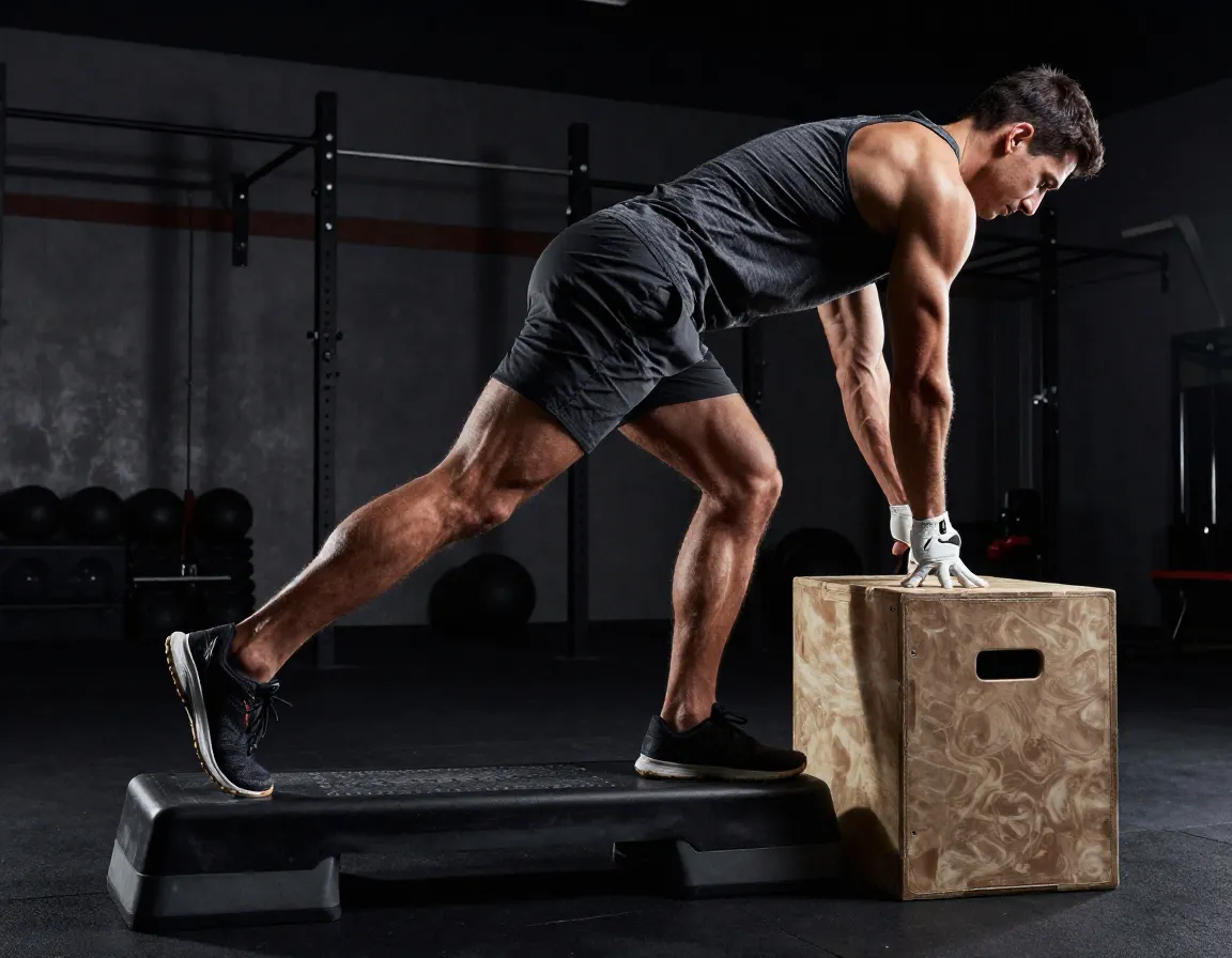 Step up with rotation on exercise box