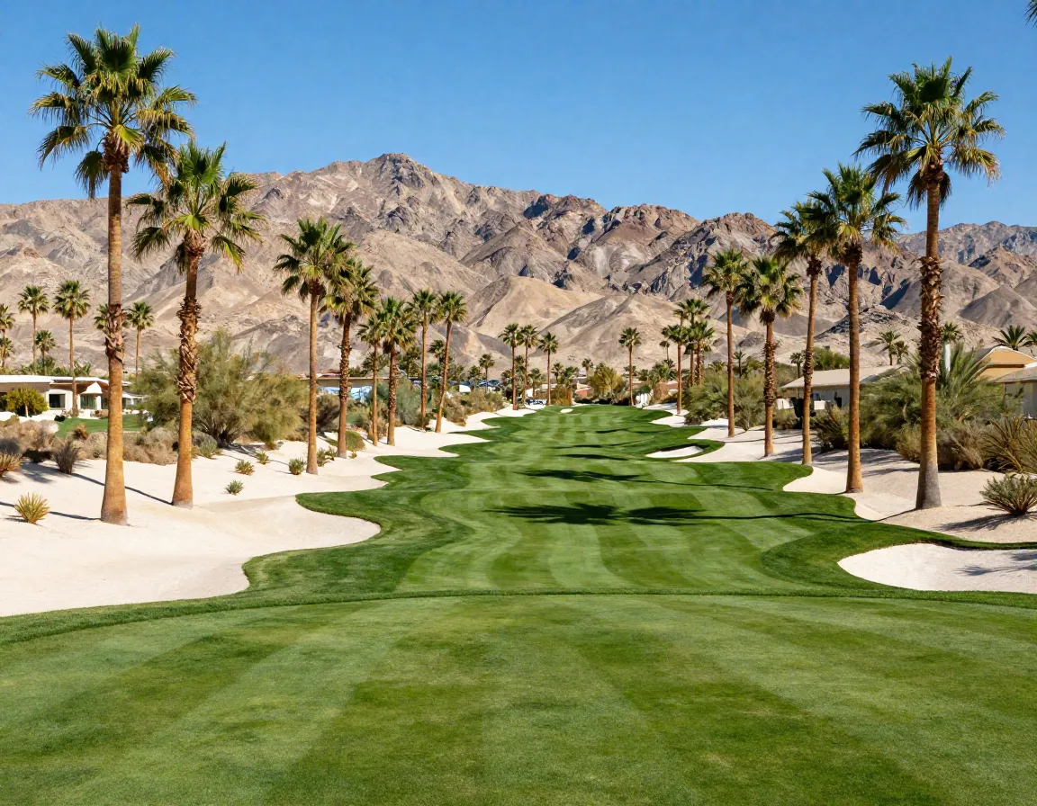 Desert willow golf resort palm lined fairway in desert oasis setting
