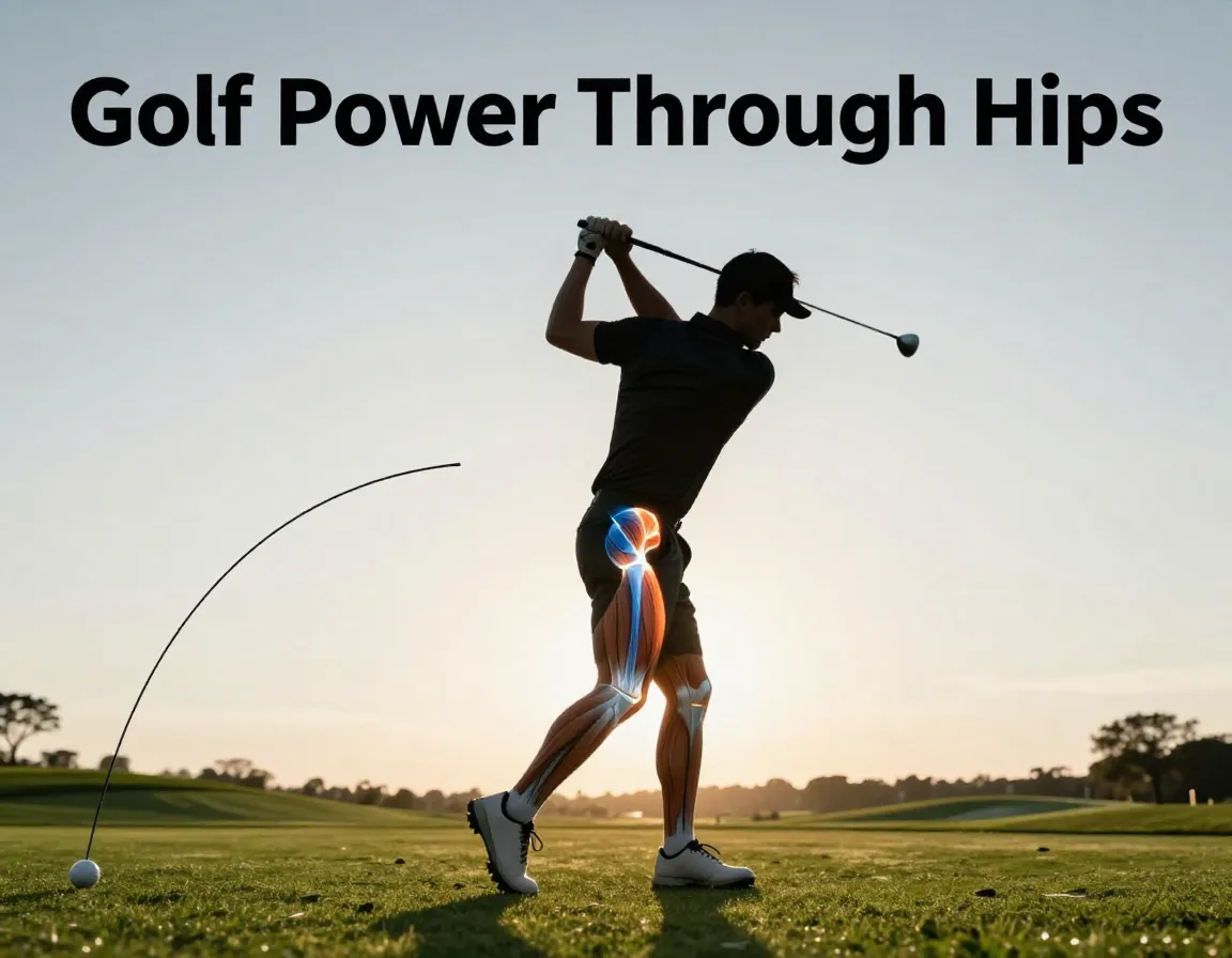 Golfer silhouette anatomical hips swing power prevention exercise
