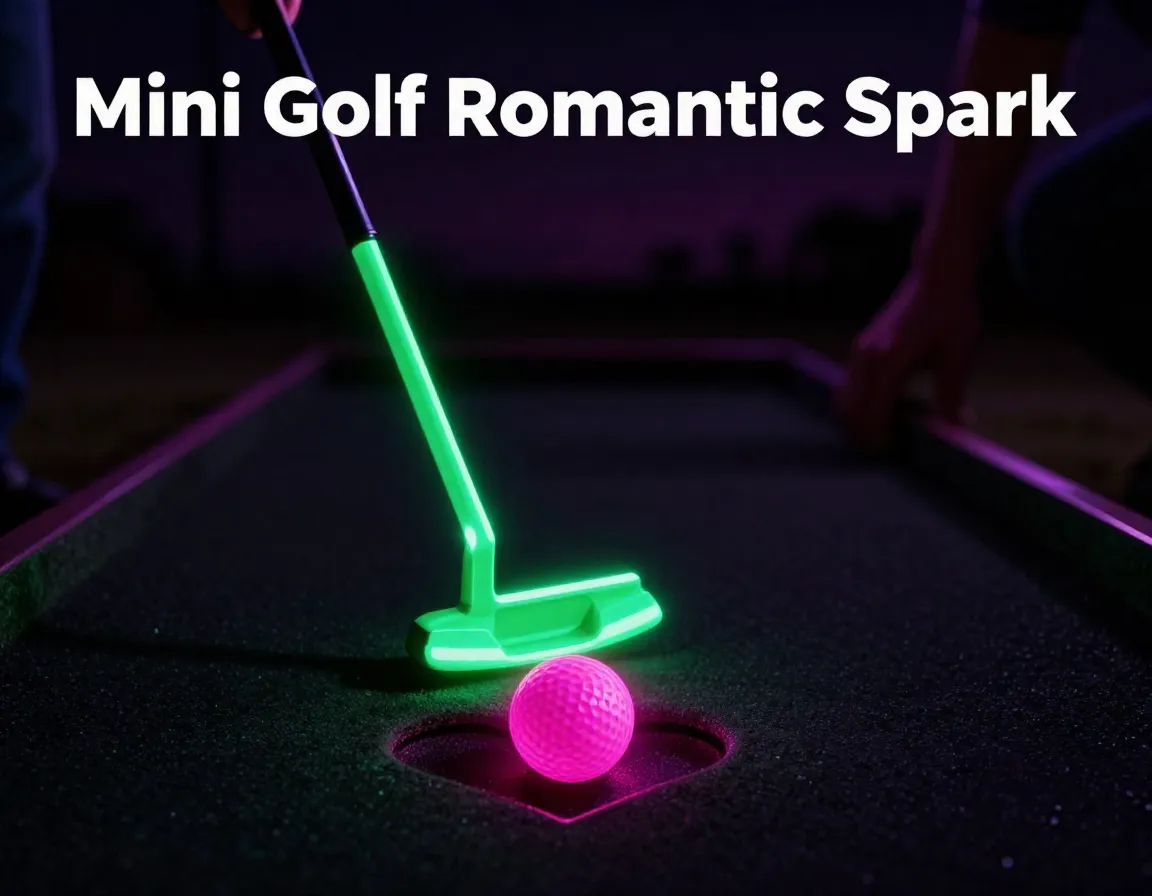 Neon putter glowing ball heart hole blacklight romantic night