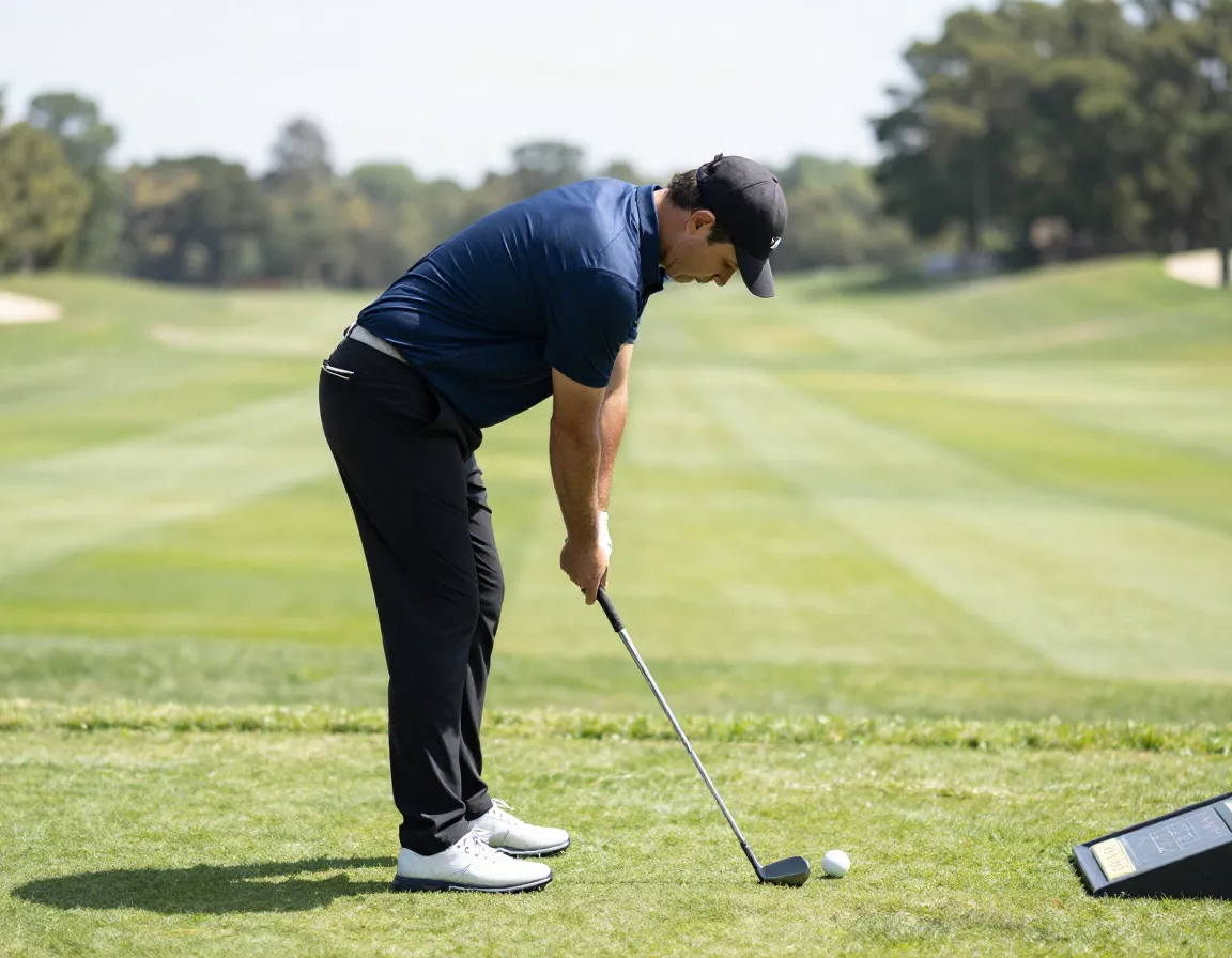 Golfer setup posture alignment shoulder width iron stance