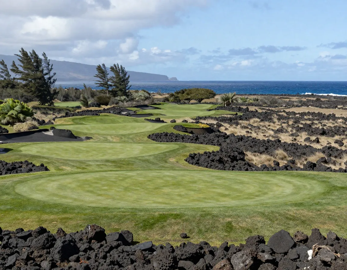Hapuna golf course links style layout with lava rock hazards