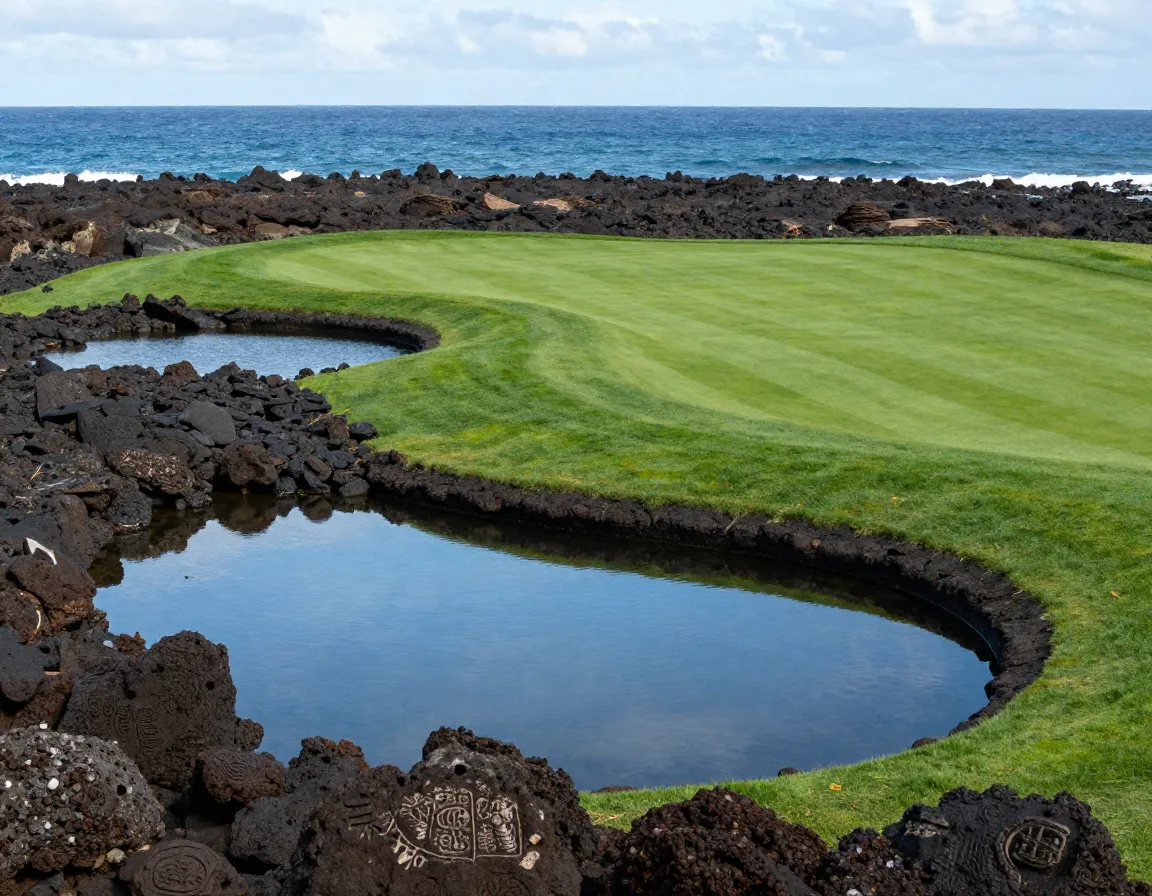 Mauna lani south course hole fifteen over ancient fishponds