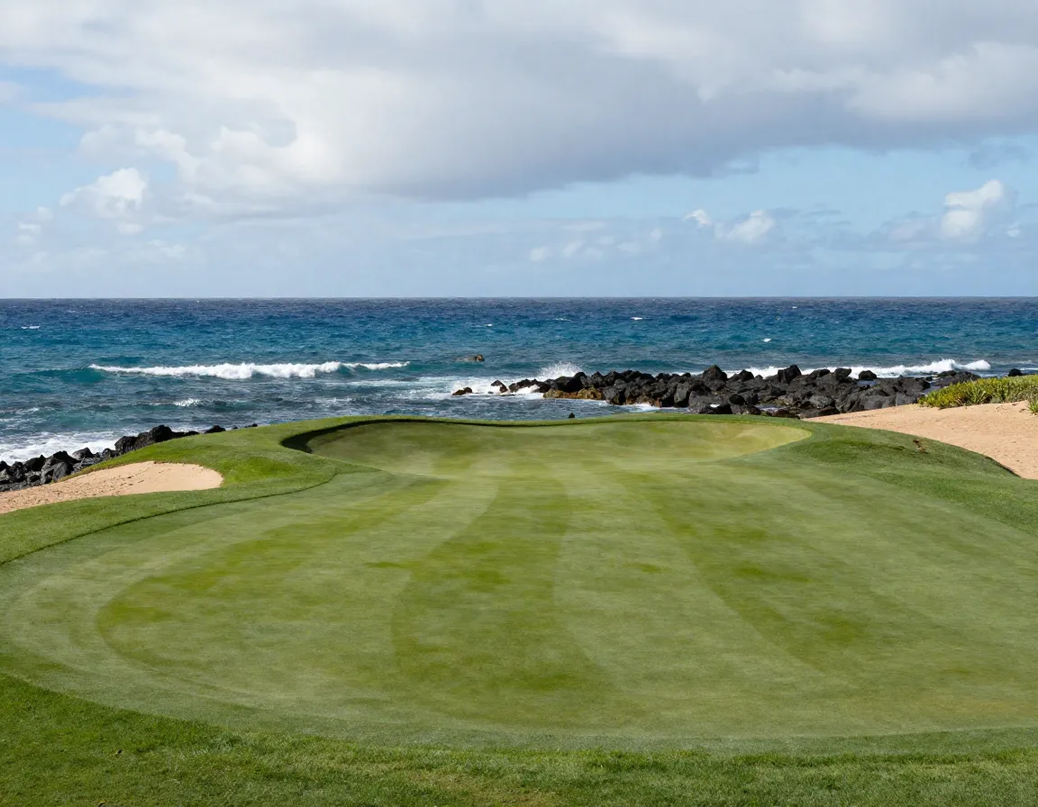 Turtle bay palmer course oceanfront hole with coastal views