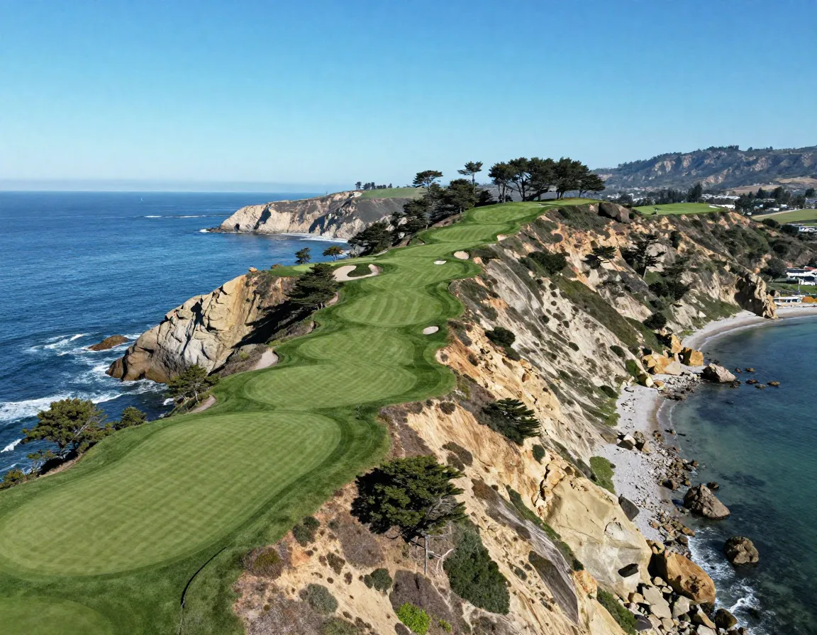Torrey pines golf course clifftop overlooking pacific ocean clear day