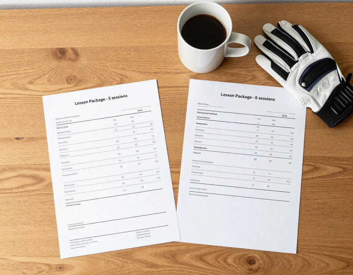 Golfers comparing value of professional lesson package receipts