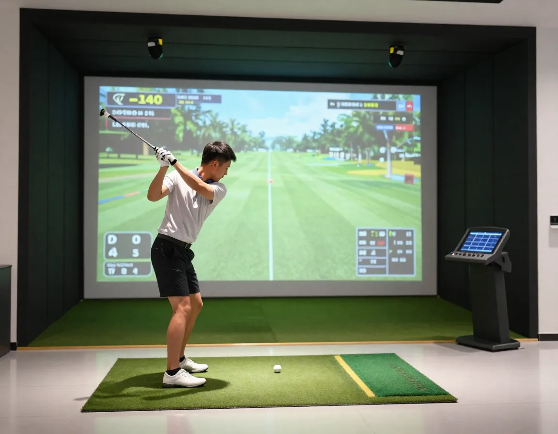 Advanced golf simulator technology with 240 course library