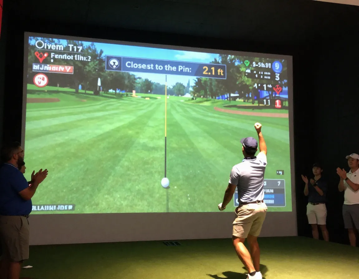 Side competition closest to the pin challenge on simulator screen