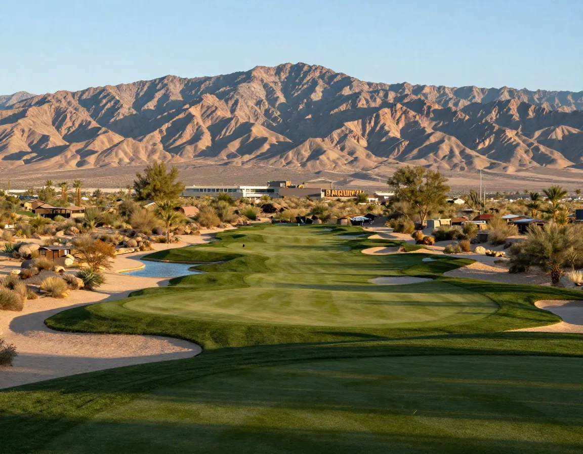 La quinta mountain course elevated tee overlooking coachella valley desert