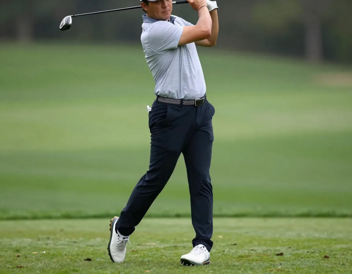 Golfer standing with crossed arms performing torso rotations