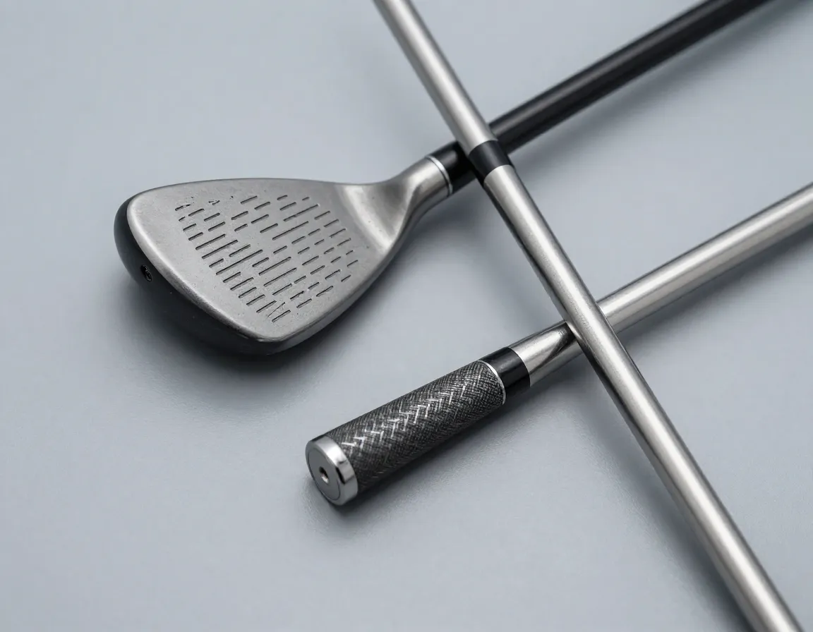 Graphite and steel golf shafts compared side by side