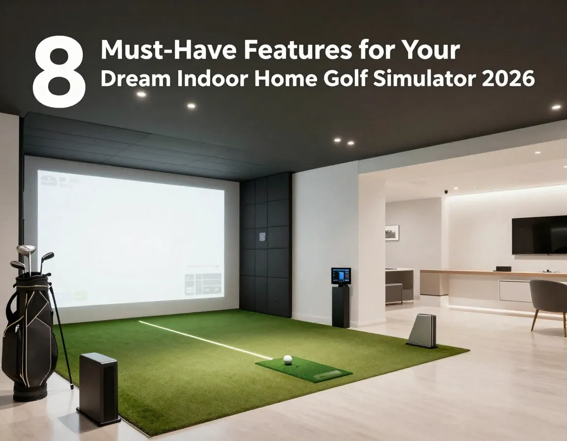 Modern home golf simulator ai coaching launch monitor clean setup