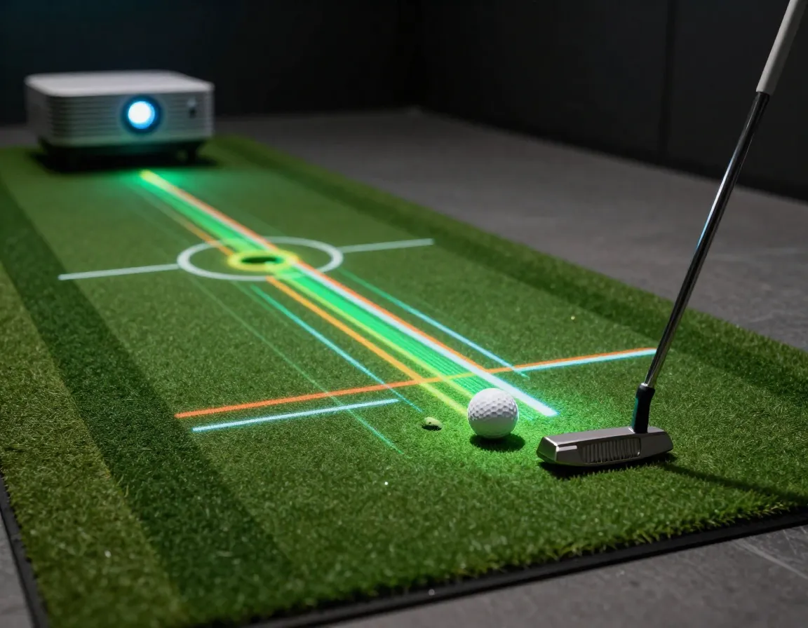 Augmented reality putting green with dynamic projected visuals
