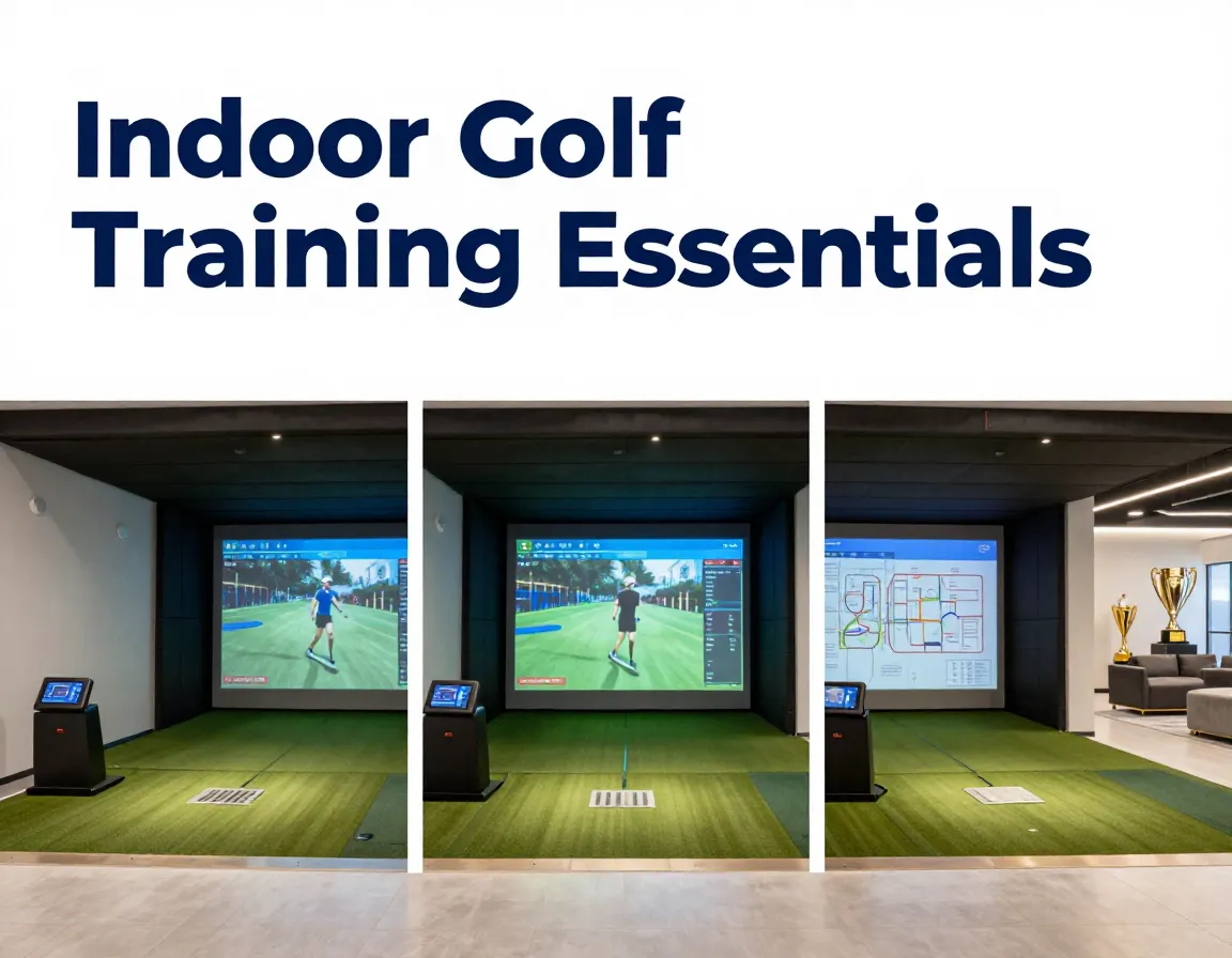 Golf simulator ai putting green launch monitor lounge trophy blueprint