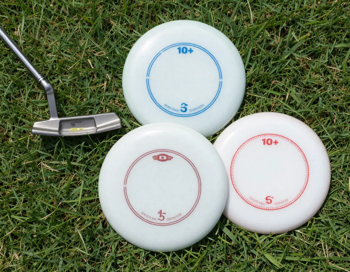 Beginner disc selection putters mid range discs on grass field