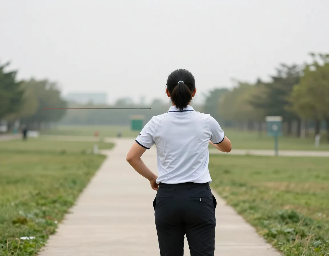 Disc golfer body alignment shoulders hips target line straight