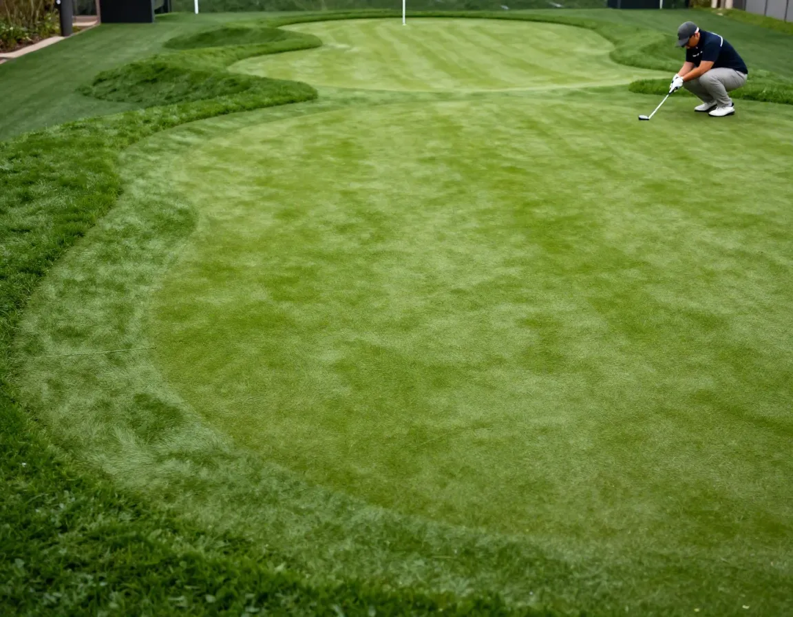 Realistic putting green system with variable slopes