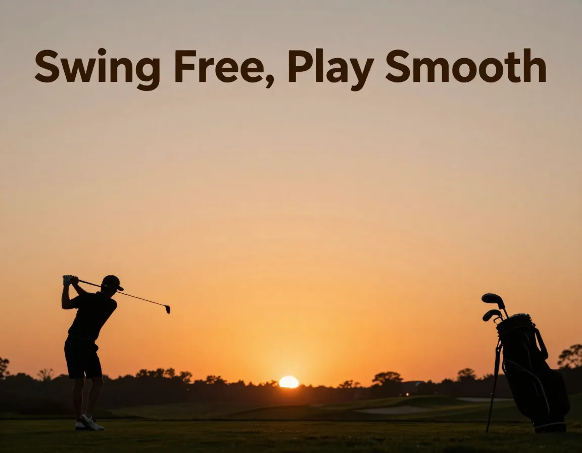 Silhouette golfer sunset backswing practice tee stretch routine focus