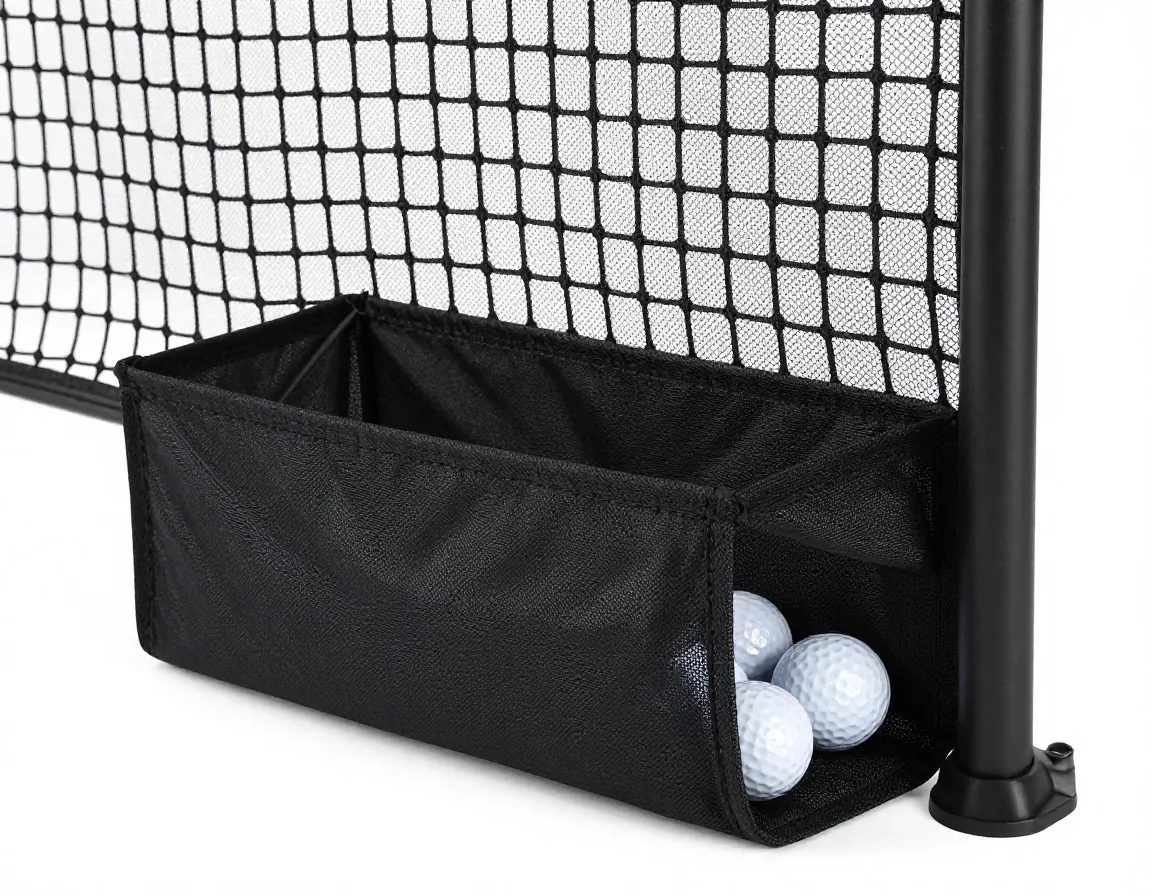 Ball return functionality convenient collection pouch indoor golf net