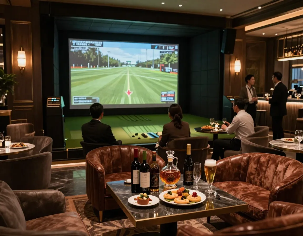 Golf vx european inspired upscale lounge indoor golf simulator franchise